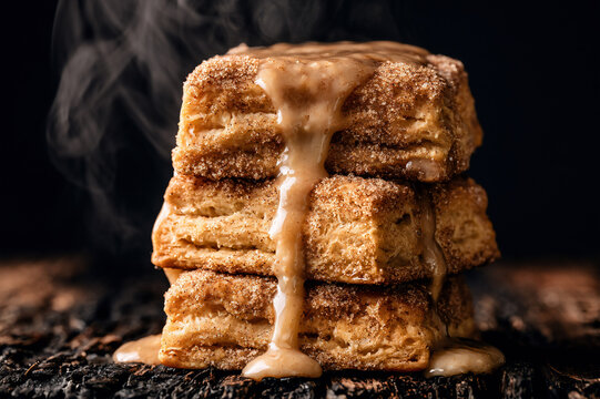 square eggnog spice biscuits with maple glaze