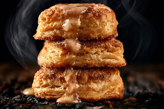 square eggnog spice biscuits with maple glaze