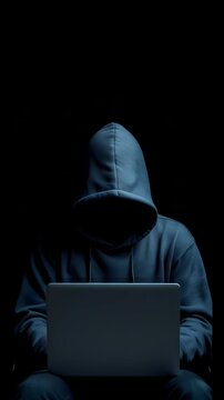 Warning, hacker committing digital cybercrime	