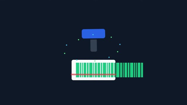 Barcode Scanner Icon Animation Isolated on Dark Background