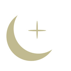 crescent moon and star islamic symbol isolated on white background gold icon © Artistianminds