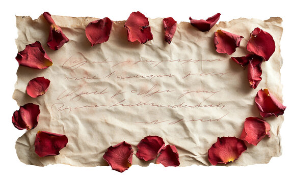 Elegant love letter written by hand on weathered paper representing romance passion affection nostalgia and meaningful personal communication Isolated on transparent background PNG