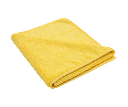 Folded Yellow Microfiber Cleaning Cloth Isolated on White Background