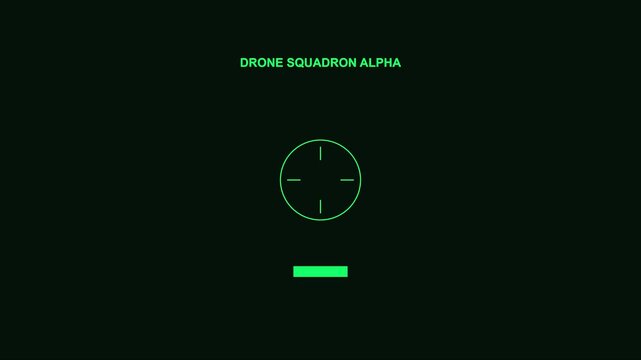 Drone squadron alpha hud interface: military tactical target tracking display overlay animation 4k