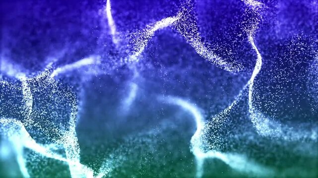 Blending an elegant color gradient of dark blue, light blue, and turquoise, the animation creates a visual effect that is futuristic, dynamic, and soothing.