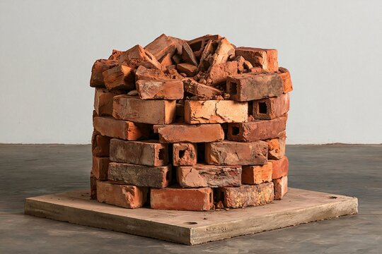 Eco-friendly demolition washed beyond a settling brick cloud where swept site pads lie quiet