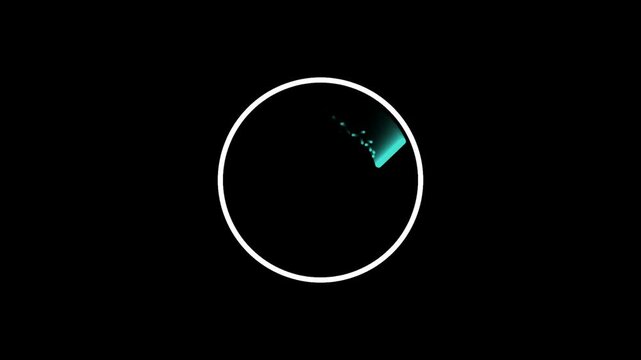 Abstract loading animation icon with a glowing blue light effect in a white circle on a black background