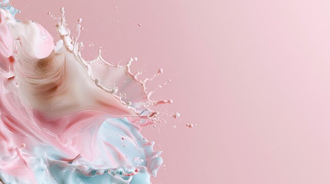 Swirling pastel liquid splashes create ethereal abstract art
