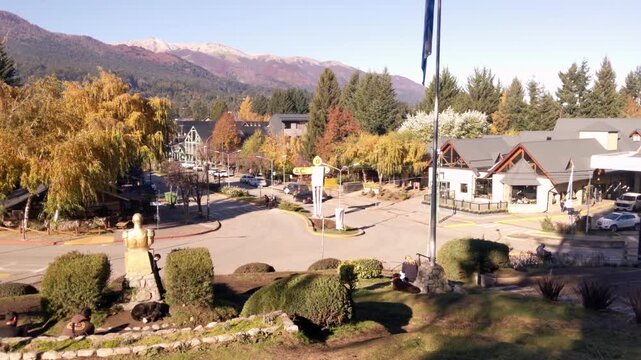 Villa La Angostura Plaza and Downtown View in Autumn  