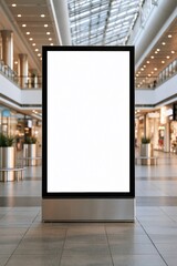 Fototapeta premium Blank Digital Advertising Screen in Modern Indoor Shopping Mall with Copy Space