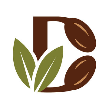 Letter D with Date Fruits and Leaves Logo Vector Illustration
