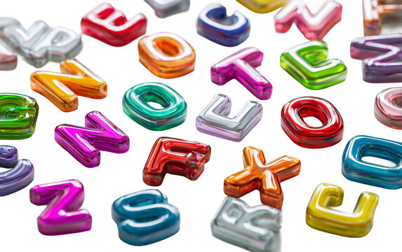 Alphabet Magnetic Letters Scattered For Fun Educational Learning Activities And Early Childhood Language Development Isolated on transparent background PNG