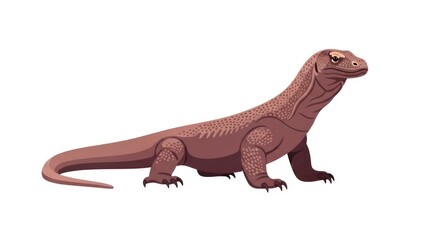 Fototapeta premium Komodo Dragon Lizard Reptile Illustration Isolated White Background Wildlife Animal