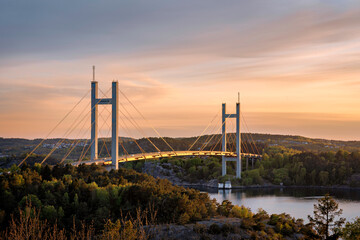 Fototapeta premium Tjörnbron Bridge at Sunset in Sweden