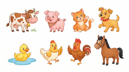 Fototapeta premium farm animals collection