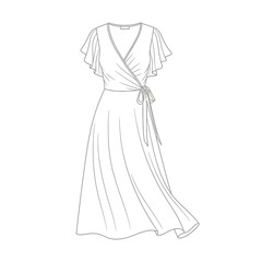 Fototapeta premium Wrap Dress Line Art Isolated