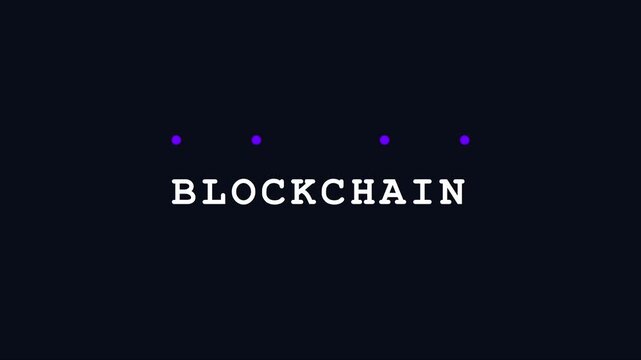 Blockchain technology concept animation with minimalist digital dots and modern typography for fintech and crypto business presentations 4k