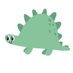 Cute Cartoon Green Stegosaurus Dinosaur Illustration On White Background © budyspace