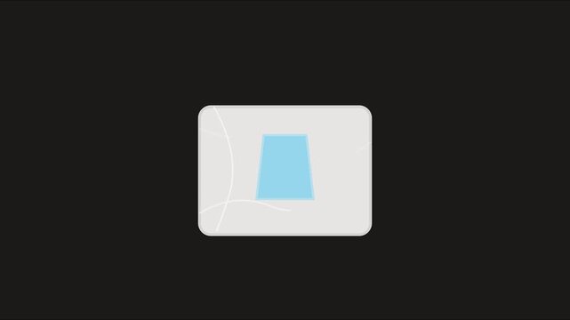 Minimalist abstract motion with blue trapezoid shape and flowing animation 4k white lines on dark background