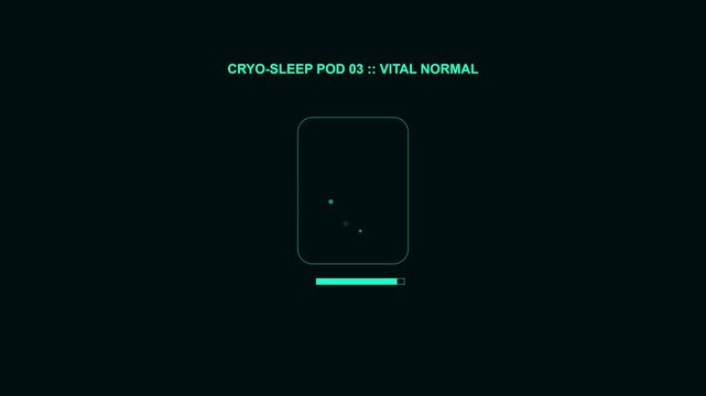 Sci-fi cryo-sleep pod 03 vital normal status interface display animation 4k