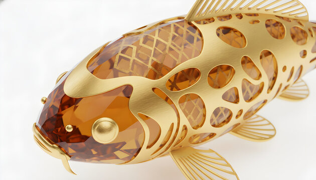 Luxurious Golden Koi Fish with Faceted Amber Details