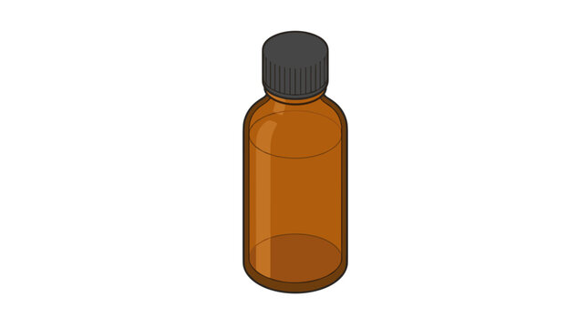 Small amber glass bottle with black cap