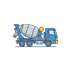 Fototapeta premium Industrial construction vehicle cement mixer truck flat design vector illustration