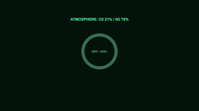 Futuristic atmosphere o2 n2 safe level hud interface display for sci-fi technology and space exploration projects animation 4k
