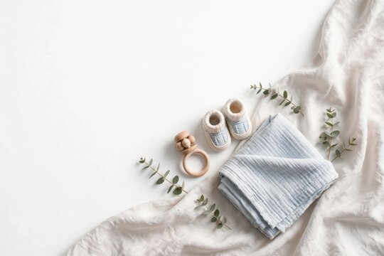 Minimalist Baby Newborn Props with Eucalyptus Greenery Styling