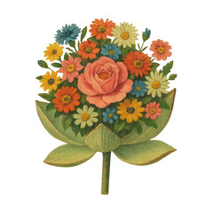 Fototapeta premium PNG Vintage floral bouquet illustration.