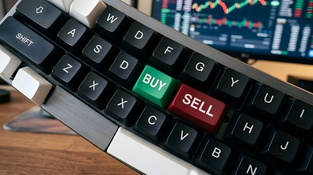 Mechanical Keyboard with Green Buy and Red Sell Keys for Stock Trading and Cryptocurrency Investment