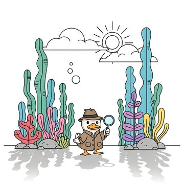 Detective Duck Investigates Underwater World.