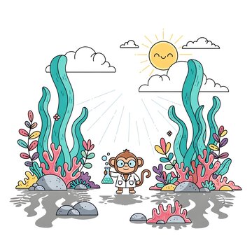 Monkey Scientist Under The Sea.
