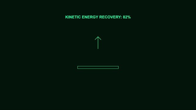 Kinetic energy recovery system interface display with progress bar and data analytics animation 4k kers