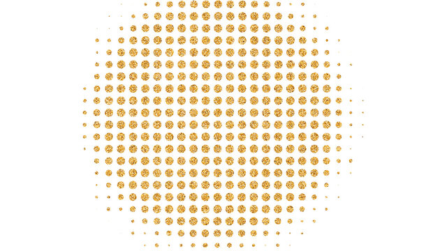 Gold Halftone Dot Circle Sunburst Pattern