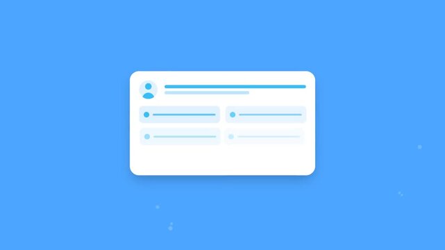 Modern flat UI animation of a digital form or online exam interface on a clean blue background