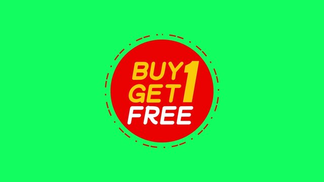 Buy 1 Get 1 Free Circle Badge Green Screen Motion Loop