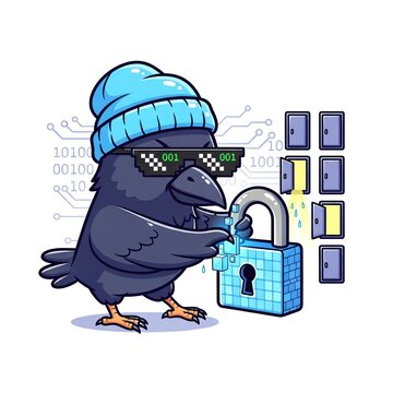Hacker Crow Unlocks Digital Security with Cyber Attack.