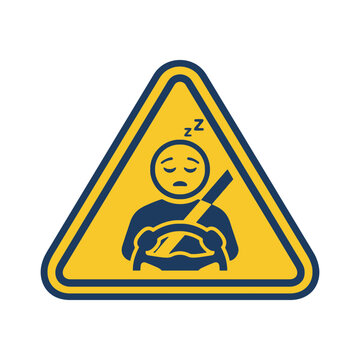 Drowsy driver warning sign icon graphic vector illustration.