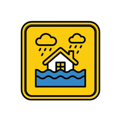 Fototapeta premium Flood warning sign icon vector illustration isolated on white background.