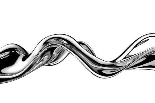 Polished chrome liquid wave isolated on transparent background