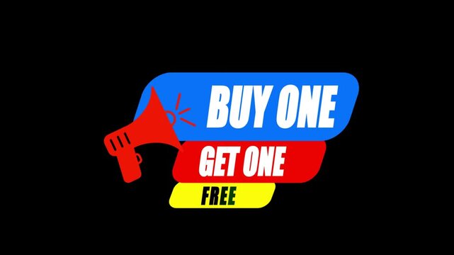 Buy One Get One Free Megaphone Badge Animated Motion Loop