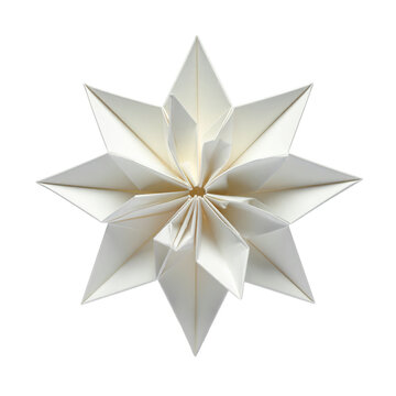 Intricately folded white paper creation forms a symmetrical star shape against a dark background