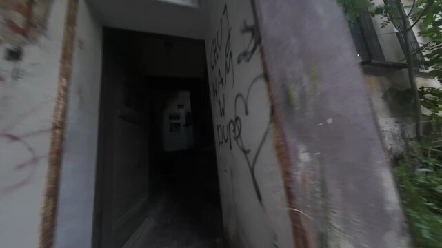 abandoned building drone fpv shot