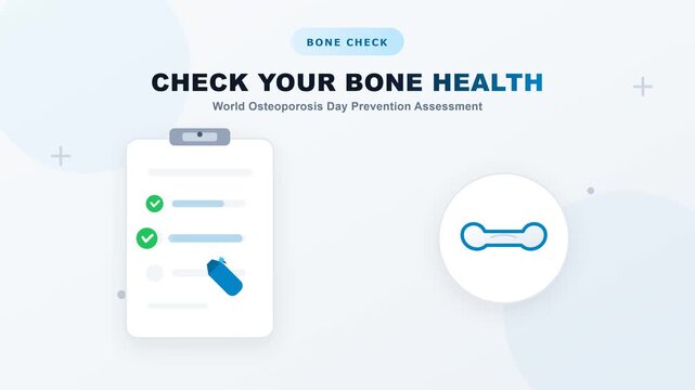 2D Flat Animation for World Osteoporosis Day Bone Health Assessment and Prevention Checklist