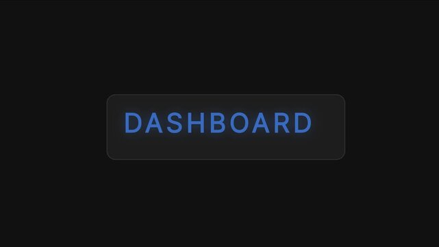 Glowing neon dashboard button ui interface animation for digital software and web application technology 4k