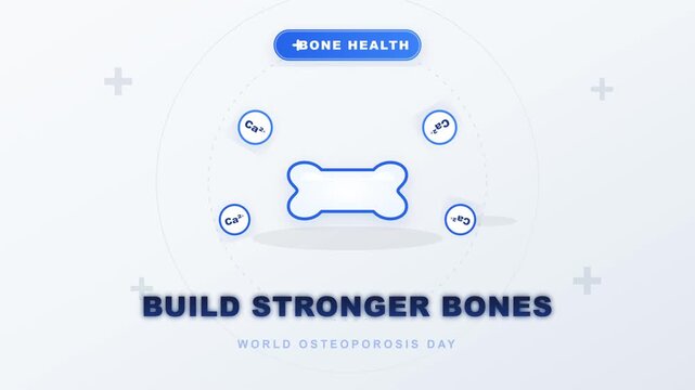 World Osteoporosis Day animation showing bone health and calcium for strong skeletal system