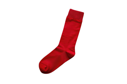 Red calf length sock with ribbed top