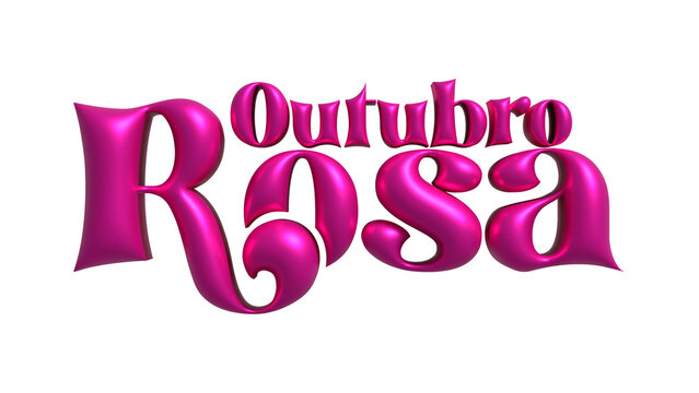 Lettering "Outubro Rosa" em 3D met&aacute;lico