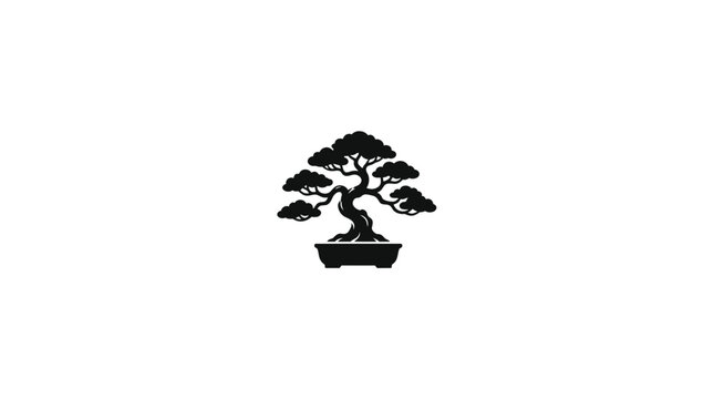 Bonsai Tree Silhouette Vector Illustration